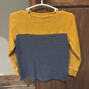 Cat & Jack Mustard and Navy Long Sleeve Tee